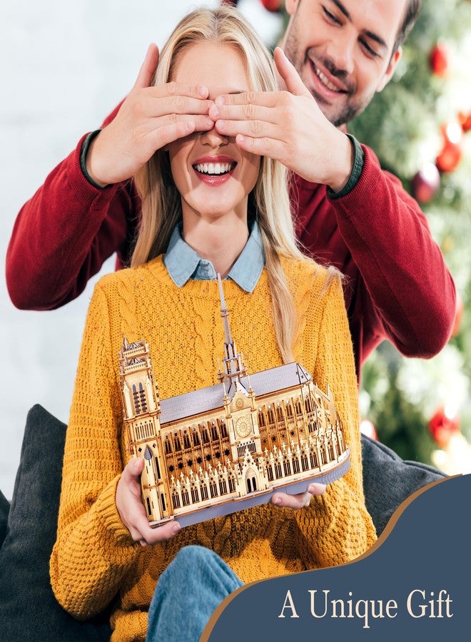 Rowood 3D Puzzles for Adults,Wooden Architecture DIY Model Kit Building Set for Adults, Notre-Dame de Paris Cathedral and Castle Collection,Birthday for Women Friends - Image 5